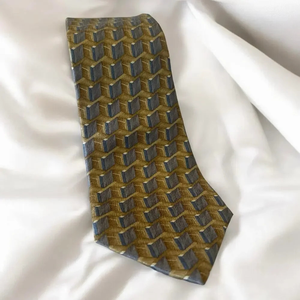 Men’s MURANO Silk Tie, 3D Geometric Pattern, Vintage 100% Silk Necktie